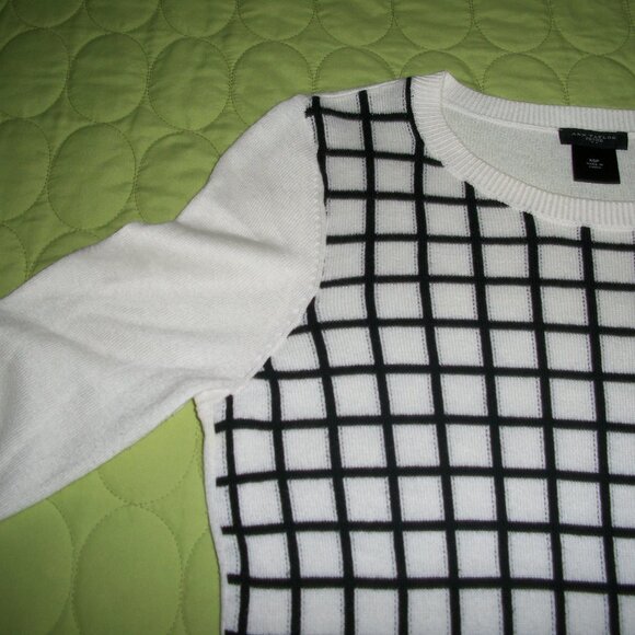 Ann Taylor White/Black Long Sleeve Sweater Size XSP - Picture 5 of 15